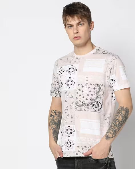 Men Printed Regular Fit Crew-Neck T-Shirt
