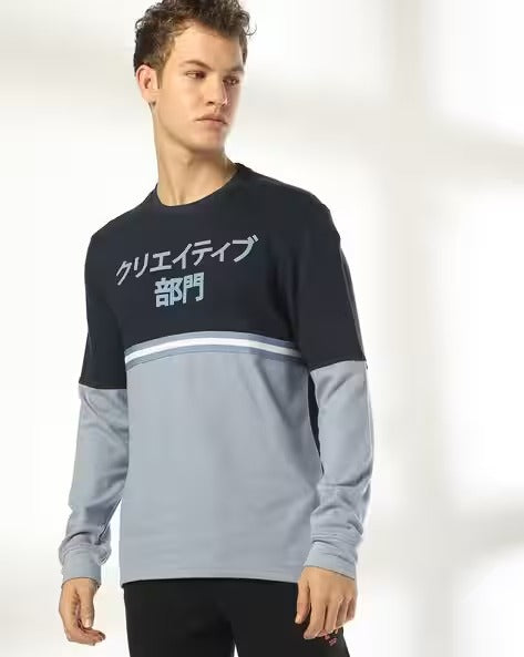 Men Colourblock Regular Fit Crew-Neck T-Shirt