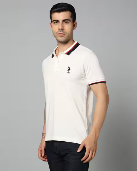 Men Slim Fit Polo T-Shirt with Logo Embroidery