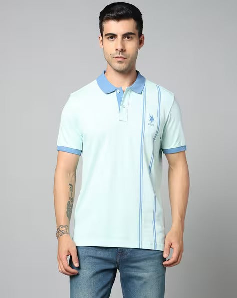 Men Striped Slim Fit Polo T-Shirt