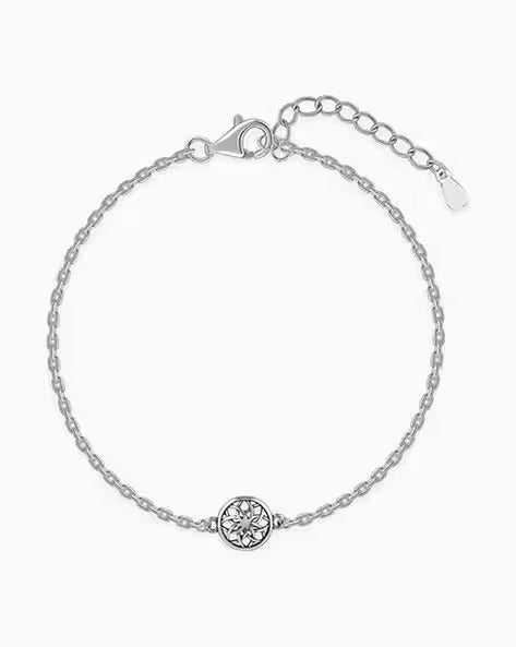 Men Sterling Silver Sphere Floral Bracelet Rakhi | 925 | 2.22 gm