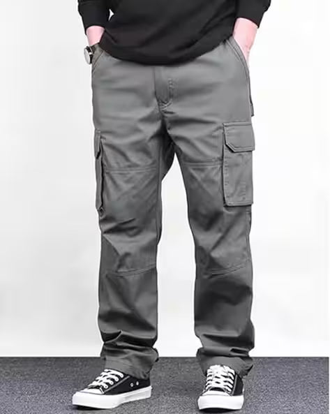 Men Relaxed Fit Flat-Front Cargo Pants