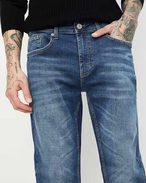 Men Washed Regular Fit Jeans