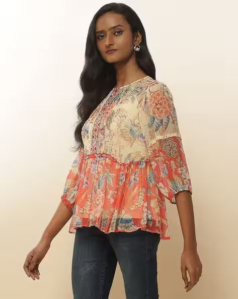 Floral Print Top with Inner