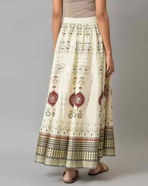 Women Floral Print Flared Skirt