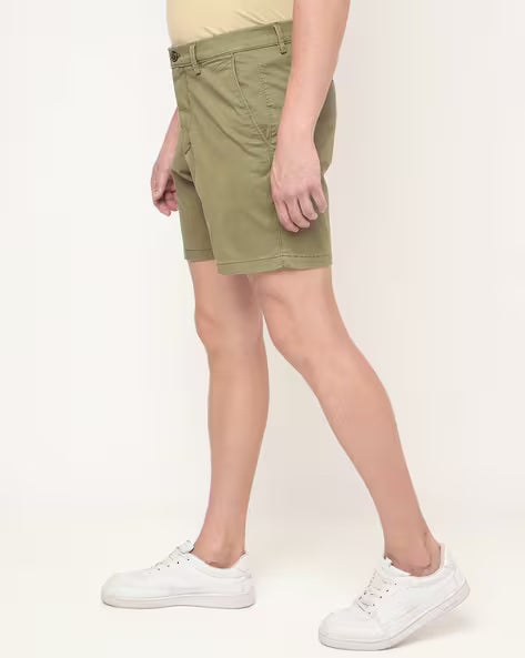 Flat-Front Mid-Rise Shorts
