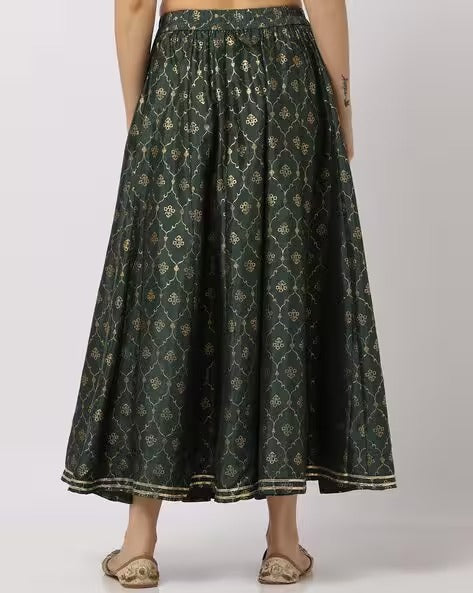 Printed Flared Skirt with Elasticated Waist