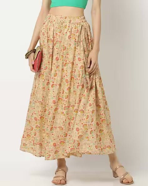 Floral Print Flared Skirt