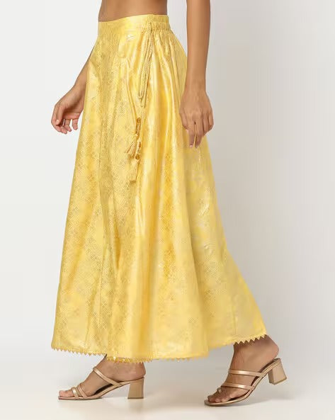 Foil Print Relaxed Fit Flared Skirt