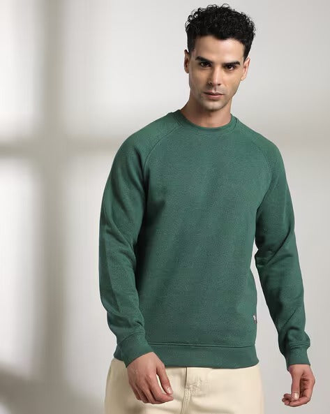 Men Heathered Regular Fit Crew-Neck Sweatshirt