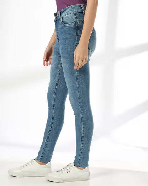 Women High-Rise Mid-Wash Relaxed Fit Jeans