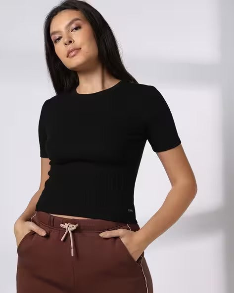 Women Ribbed Fitted Top