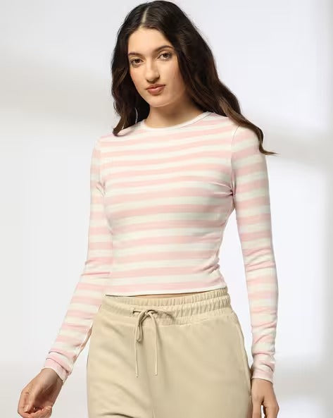 Women Striped Fitted Top