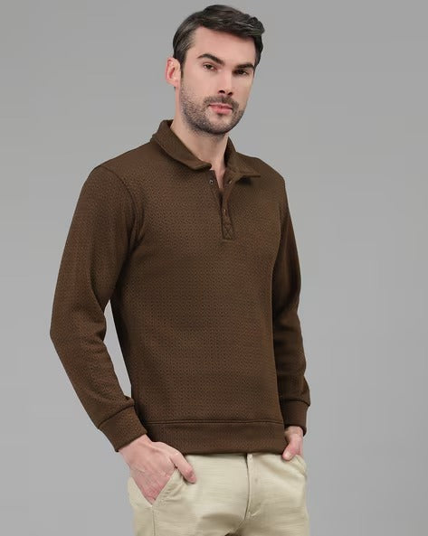 Full Sleeve Sweatshirt with Double Button
