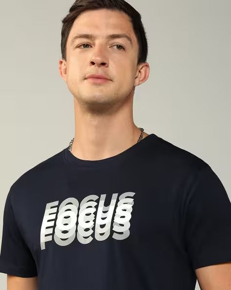 Shein Short Sleeves Chest Typographic Print Crew Tshirt