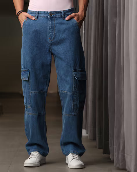 Street Full Length Low Rise Cargo Style Baggy Jeans