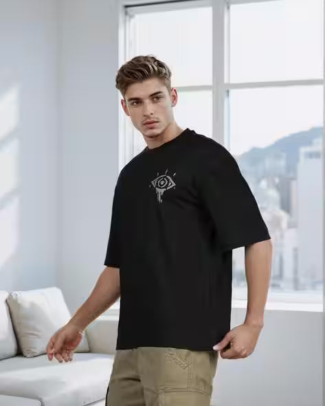 Shein Drop Shoulder Graphic Back Print Crew Tshirt