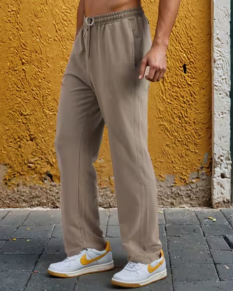 Full Length Straight Track Pants With Pockets