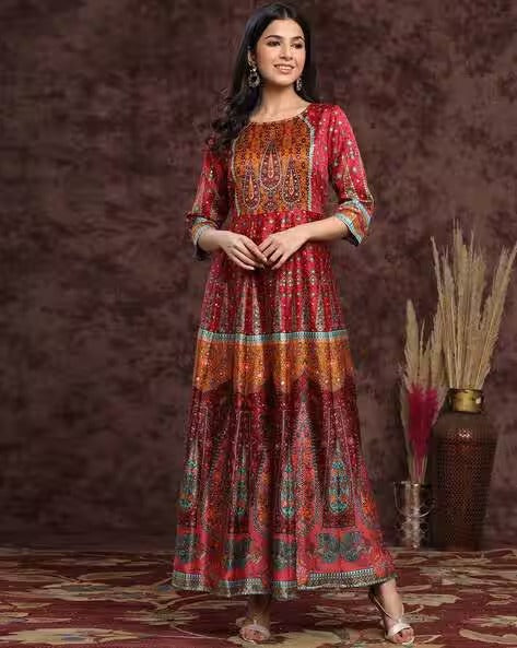 Floral Print Flared Gown