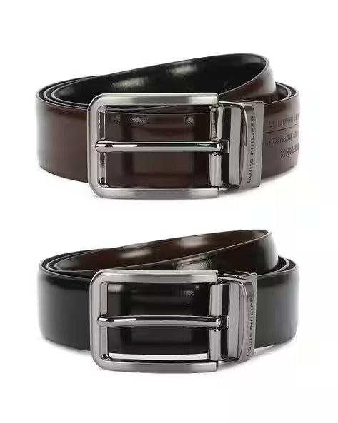 Leather Reversible Belt with Buckle Closure
