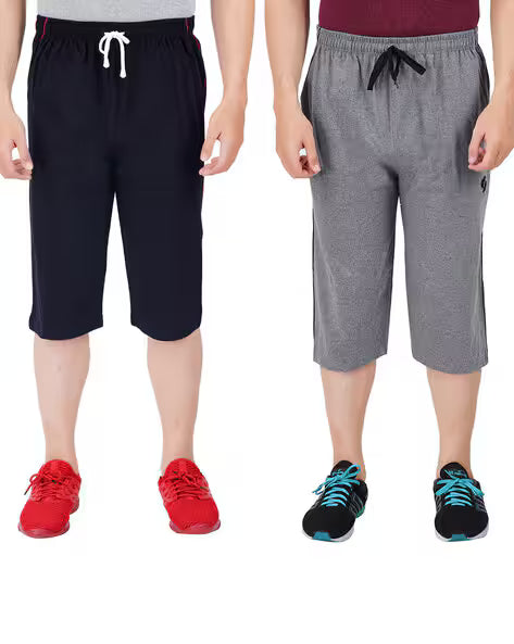 Pack of 2 Flat-Front 3/4th Shorts