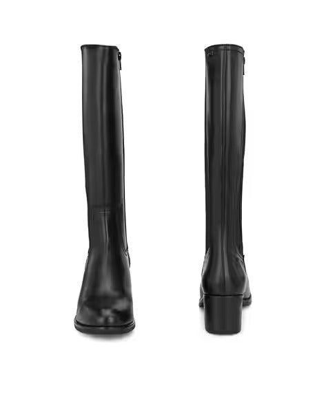 Knee-Length Heeled Boots with Zip Closure
