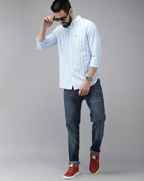 Striped Shirt with Patch Pocket