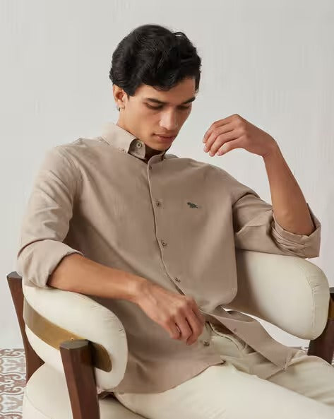 Button-Down Shirt with Logo Print