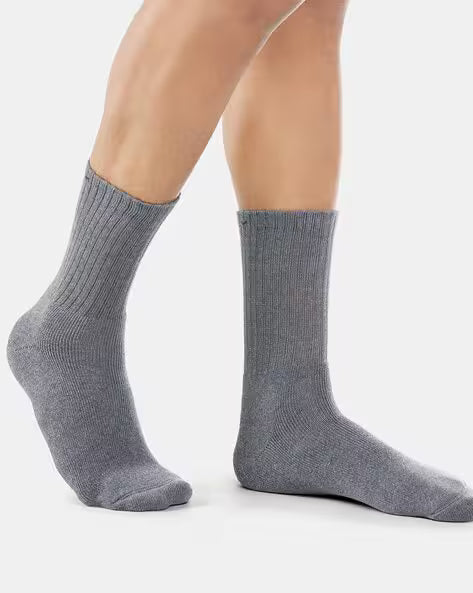 Men Pack of 3 7035 Compact Cotton Stretchable Mid-Calf Length Socks with StayFresh Treatmentd