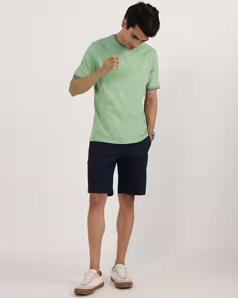 Regular Fit Crew-Neck T-Shirt with Placement Embroidery