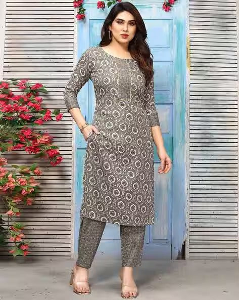Floral Print Straight Kurta Suit Set