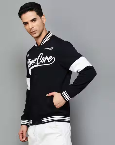 Typographic Print Sweatshirt with Kangaroo Pockets