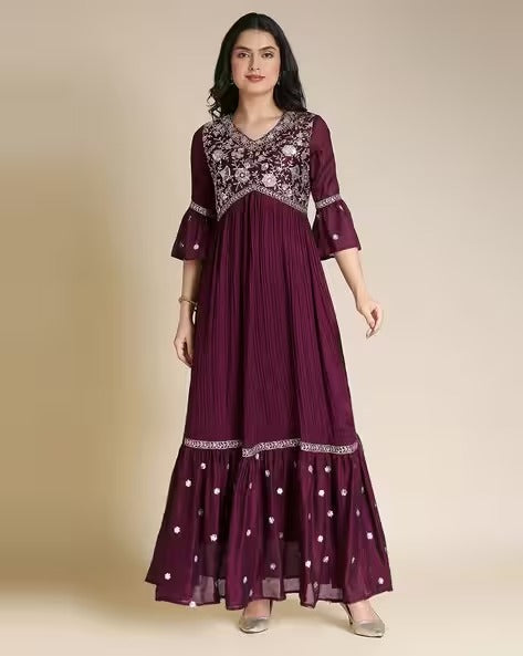 Embellished & Embroidered Gown Dress