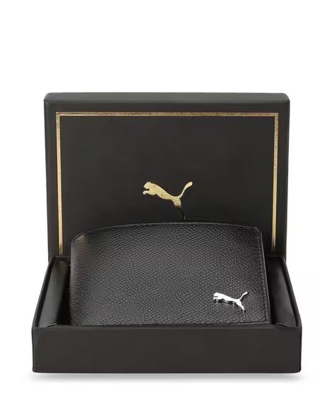 Leather Bi-Fold Wallet with Logo Applique