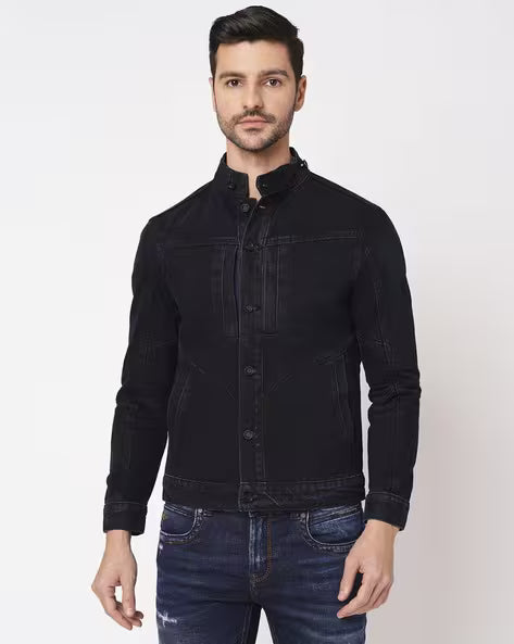 Men Classic Denim Full Sleeve Cotton Slim Fit Jacket