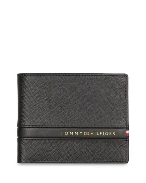 Leather Bi-Fold Wallet with Brand Print