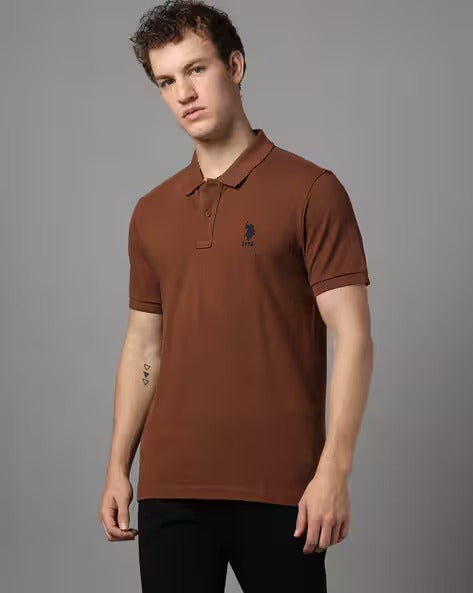 Men Slim Fit Polo T-Shirt with Logo Embroidery
