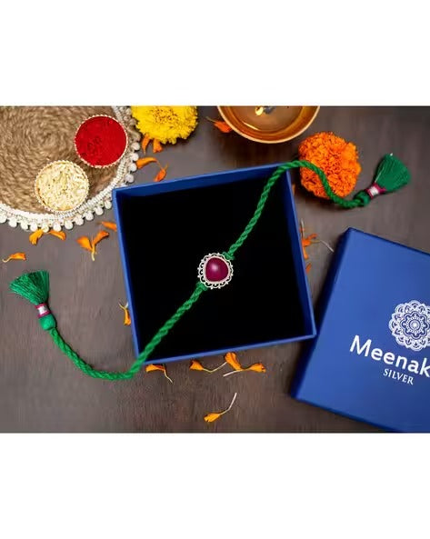 Men Sterling Silver Chalcedony-Studded Rakhi | 925 | 3.0 gm