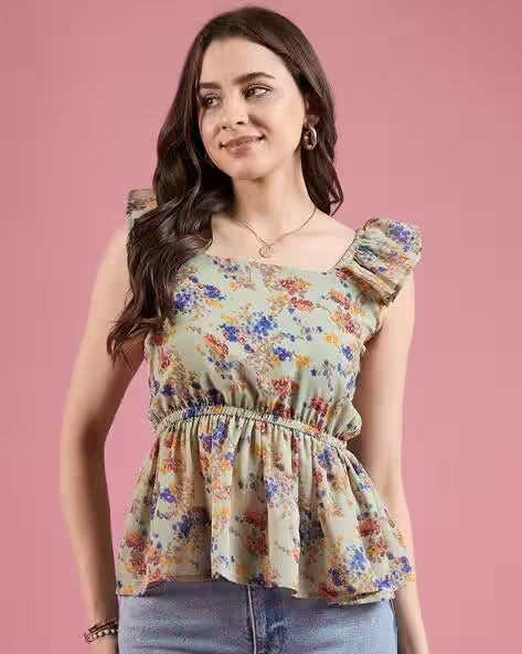 Women Floral Print Slim Fit Top