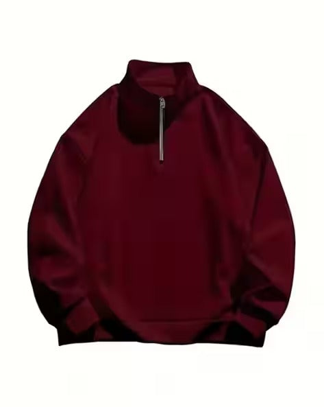 Men Relaxed Fit Henley-Neck Sweatshirt