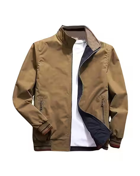 Men Regular Fit Zip-Front Bomber Jacket