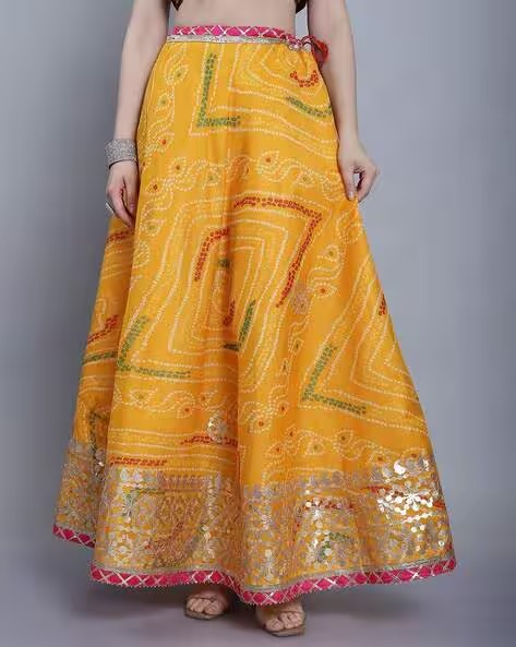 Women Bandhani Print Flared Skirt