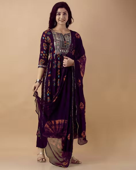Women Embroidered Straight Kurta Set