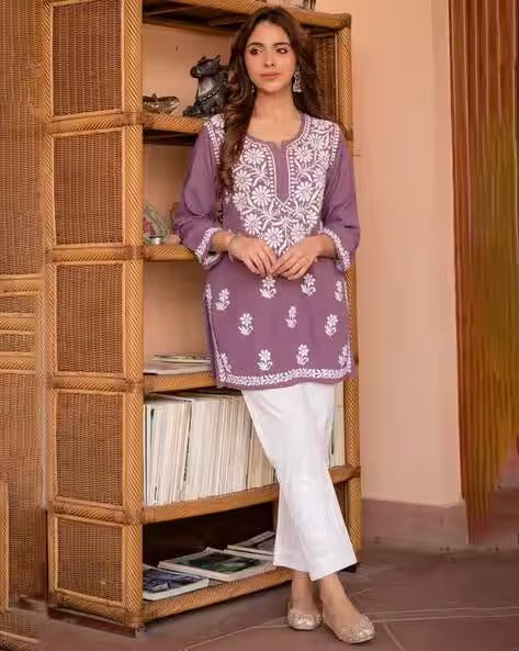 Women Embroidery Straight Kurti