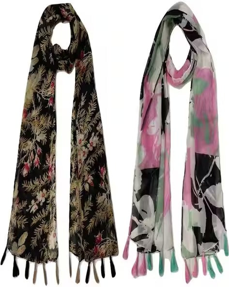 Women Floral Cotton Scarf