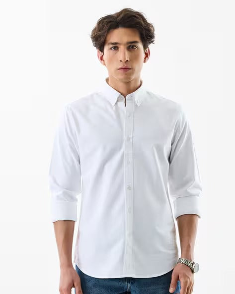 Men Slim Fit Shirt with Button Closure