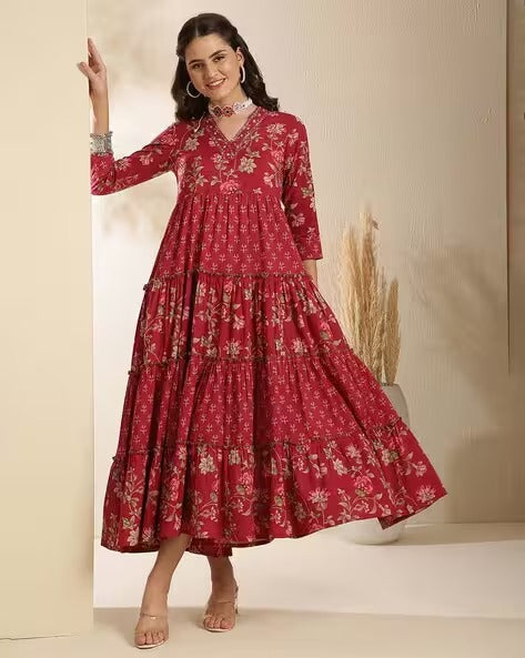 Women Floral Print Anarkali Kurta