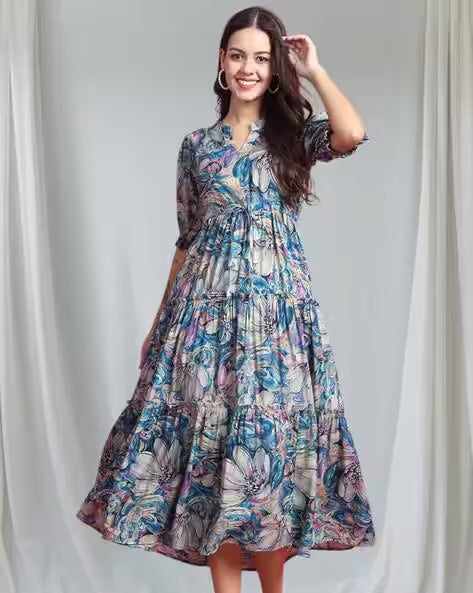 Women Printed Tiered Dress