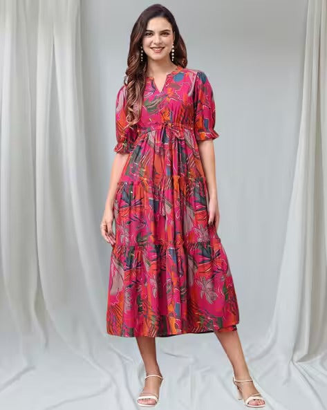 Women Printed Tiered Dress