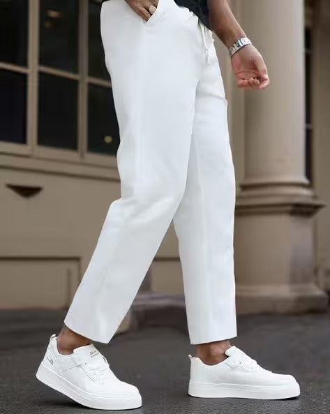 Men Mid Rise Self-Design Track Pants